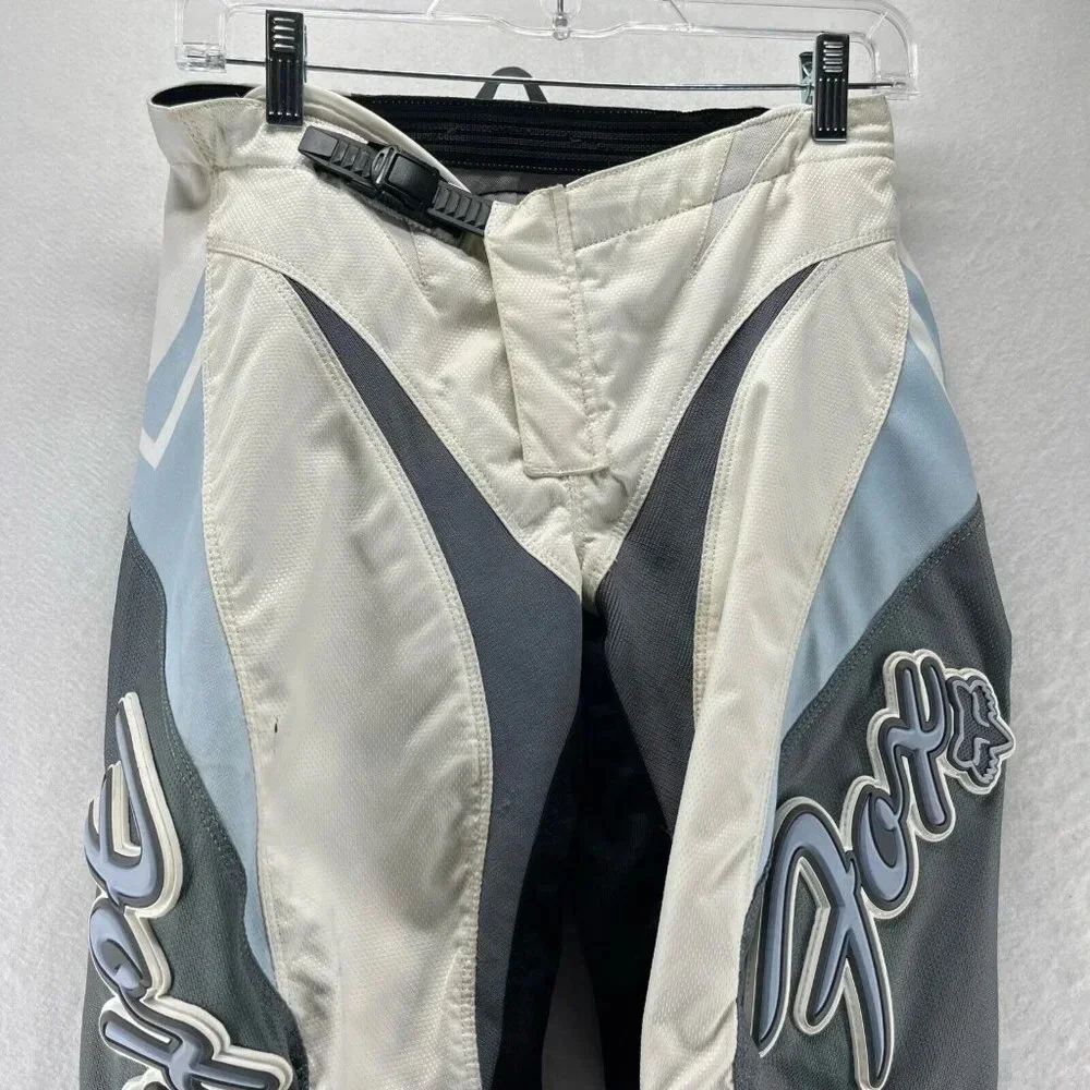 FOX Racing Pants Youth Sz 5/6 180 Motocross Riding Performance Nylon White Gray - Picture 2 of 16